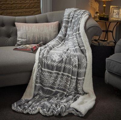 Reversible Large Gray Throw Blanket Celebright Christmas Sherpa