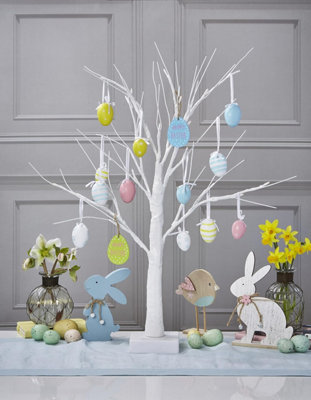 Celebright Easter Tree Pre-Lit with 24 Warm White LEDs 60cm/2ft-  Battery Operated - Timer Function - Decorations Included