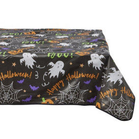 Celebright Halloween Celebration Pack of 2 PVC Tablecloth - Spooky Night Delight & Pumpkin Party - 52x90in
