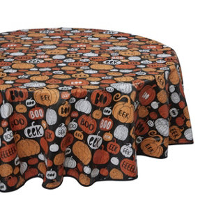 Celebright Halloween Celebration Pack of 2 PVC Tablecloth - Spooky Night Delight & Pumpkin Party - 70in Round