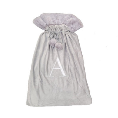 Celebright Light Grey Luxury Sack with Monogrammed Letter - A