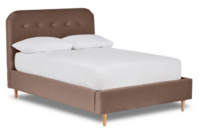 Celestia Contemporary Button Backed Fabric Bed Base Only 4FT6 Double ...