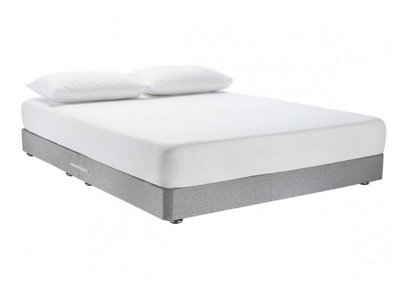 Celestia Contemporary Button Backed Fabric Bed Base Only 4FT6 Double- Verlour Silver