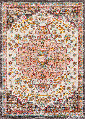 CELIA Vintage Traditional Oriental Boho Brick Area Rug 120 x 170 cm