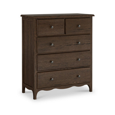 Celine Dark Oak 2 Over 3 Drawer Chest - Fully Assembled - By Roseland ...