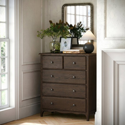 Celine Dark Oak 2 Over 3 Drawer Chest - Fully Assembled - By Roseland ...