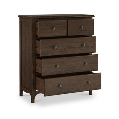 Celine Dark Oak 2 Over 3 Drawer Chest - Fully Assembled - By Roseland ...