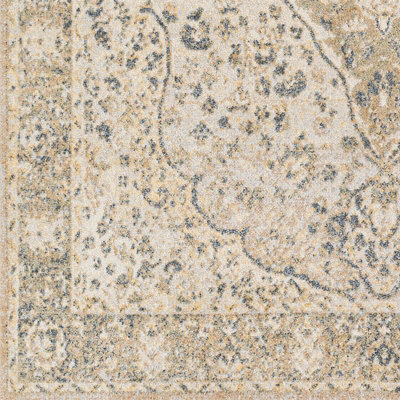 CELINE Round Machine Traditional Modern Boho Camel Rug 200 x 200 cm