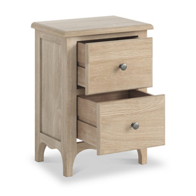 Celine Washed Oak 2 Drawer Bedside Table - Fully Assembled - By Roseland Furniture