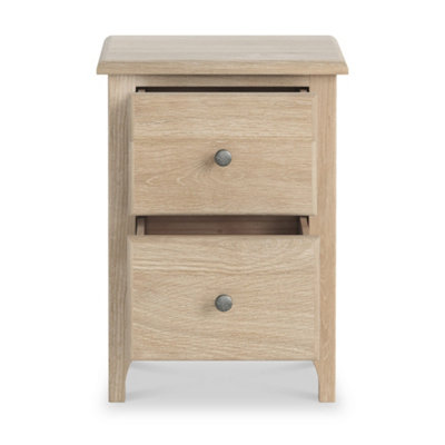 Celine Washed Oak 2 Drawer Bedside Table - Fully Assembled - By Roseland Furniture
