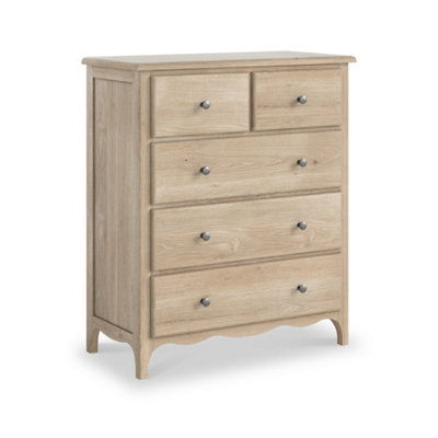 Celine Washed Oak 2 over 3 Drawer Chest Fully Assembled - By Roseland Furniture