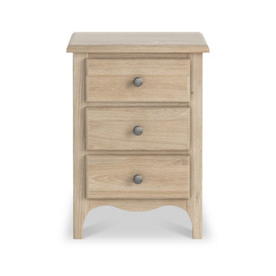 Celine Washed Oak 3 Drawer Bedside Table - Fully Assembled By Roseland Furniture