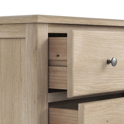 Celine Washed Oak 3 Drawer Bedside Table - Fully Assembled By Roseland Furniture
