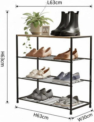 Celino 4 Tier Shoe Rack, Metal Shoe Storage Organiser Shelves with ...