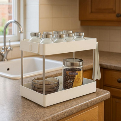 Celino Kitchen Countertop Storage Rack Organiser Side Hooks Spice