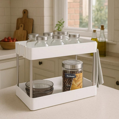 Celino Kitchen Countertop Storage Rack Organiser Side Hooks Spice Under ...