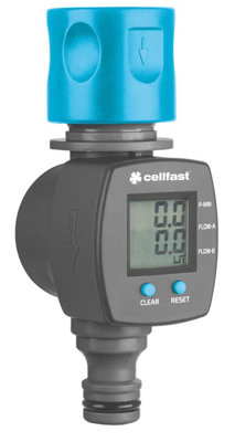 Cellfast Liter/Gallon Counter Garden Hose Water Flow Meter Quick Connection LCD Screen