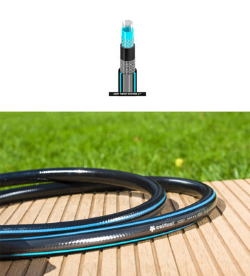 Cellfast Long Flexible Six Layer Garden Black Hose Hosepipe 25m Length 1" Diameter