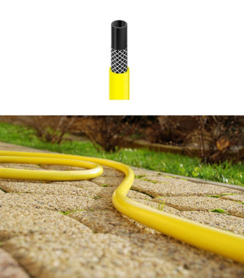 Cellfast Long Flexible Three Layer Garden Yellow Hose Hosepipe 60m Length 3/4" Diameter