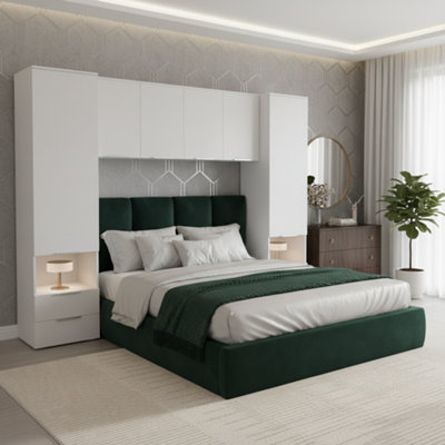 Cellini Matte White 6 Door 4 Drawer Overbed Wardrobe Storage Unit with ...