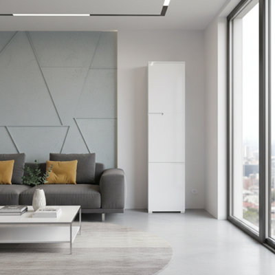Cellini White Gloss Tall Bookcase with Doors S13