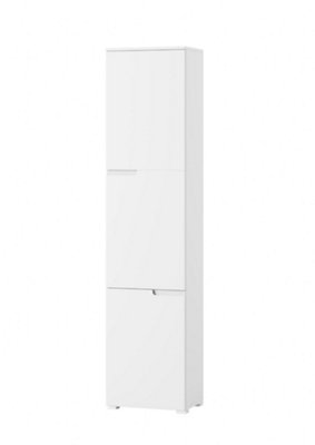 Cellini White Gloss Tall Bookcase with Doors S13