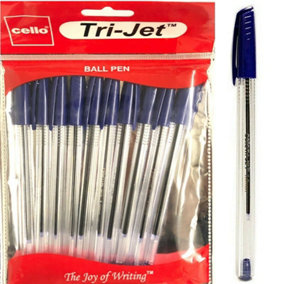 Cello Pack Of 10 Cristal Trijet Ballpoint Blue Writing Pens