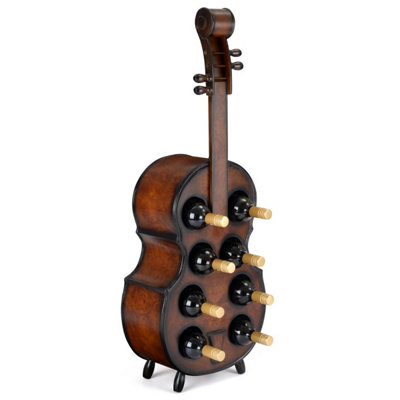 Cello Wine Rack Wooden 8 Bottle Holder With Mahogany Effect H101cm Christow