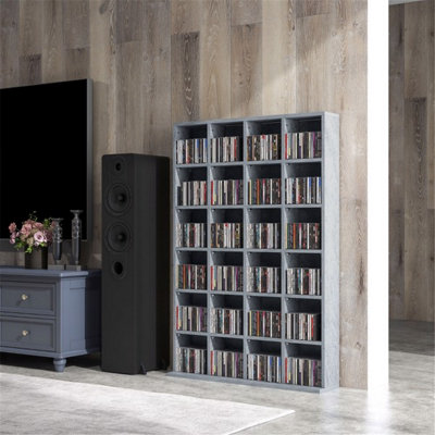 Cement grey particle board CD storage rack, suitable for living room ...