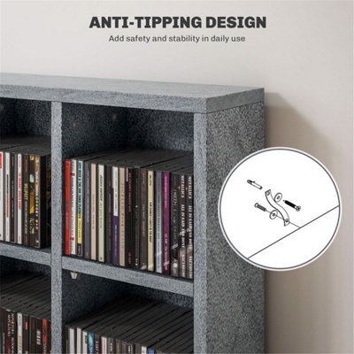 Cement grey particle board CD storage rack, suitable for living room ...