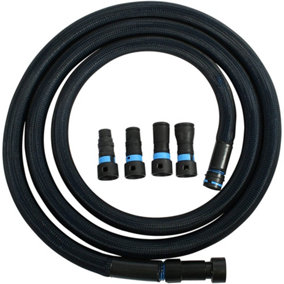 Cen-Tec Systems 95556 Quick Click 5m Antistatic Conical Vacuum Hose with Protective Sleeve and Four Piece Power Tool Adaptor Set