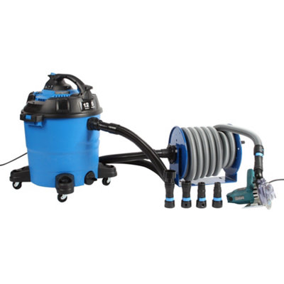 Cen-Tec Systems Aluminum Telescopic Wand & 12" Natural Fill Floor Brush - Vacuum Attachment Kit For Central Vacuums