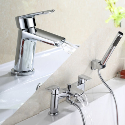 Centa Modern Set of Bathroom Basin Sink Mixer Tap And Bath Shower Mixer ...