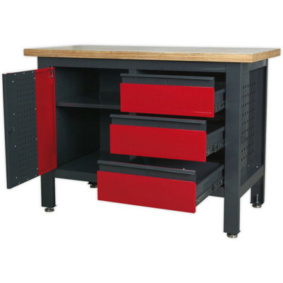 Central Locking Storage & Work Top Station - 3x Draws & Cupboard with ...