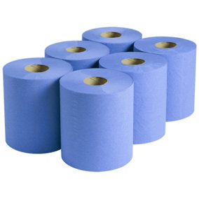 Centre-feed Blue Roll Paper Blueroll Hand Towel 2-Ply 400 Sheet 100m Pack of 6
