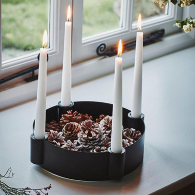 Centrepiece Candle Holder in Black H7Cm W25Cm