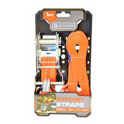 Centurion 4M Ratchet Tie Down Strap 2000kg Breaking Strength 35mm High Quality PES Webbing