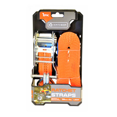 Centurion 6M Heavy Duty Ratchet Tie Down Strap 2000kg Breaking Strength 35mm High Quality PES Webbing