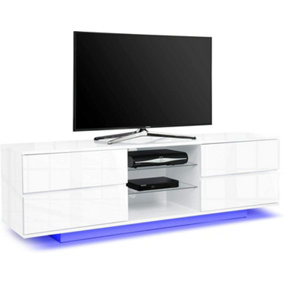 Centurion Supports Avitus High Gloss White with 4-White Drawers up to 65" LED/OLED/LCD TV Cabinet with LED Lights