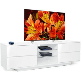 Centurion Supports Avitus Premium High Gloss White with 4-White Drawers and 2 Shelves up to 65" LED, OLED, LCD TV Cabinet
