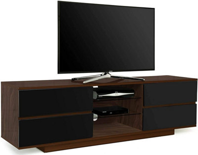 Centurion Supports Avitus Premium Walnut with 4-Black Drawers and 3-Shelves 32"-65" LED/OLED/LCD TV Cabinet