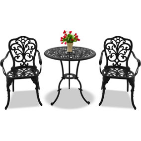 Centurion Supports BANGUI Garden and Patio Table and 2 Chairs Cast Aluminium Bistro Set