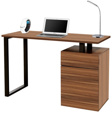 Centurion Supports CALISTA Walnut with Matte Black Legs Contemporary Home Office Computer Desk