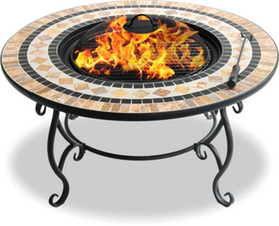 Centurion Supports Fireology BELUGA Opulent Garden Fire Pit Brazier, Coffee Table, Barbecue and Ice Bucket - Marble Finish