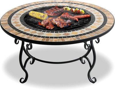 Centurion Supports Fireology BELUGA Opulent Garden Fire Pit Brazier, Coffee Table, Barbecue and Ice Bucket - Marble Finish