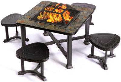 Centurion Supports Fireology BONGANI Garden Fire Pit Brazier, Table, Barbecue & Ice Bucket