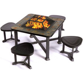 Centurion Supports Fireology BONGANI Garden Fire Pit Brazier, Table, Barbecue & Ice Bucket