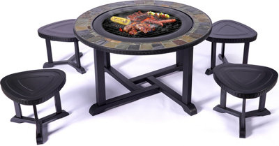 Centurion Supports Fireology CORDOVA Garden & Outdoor Fire Pit Brazier, Table, Barbecue & Ice Bucket