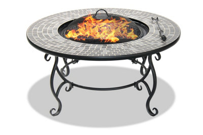 Centurion Supports Fireology GINESSA Sumptuous Garden Fire Pit, Brazier, Table, Bbq and Ice Bucket with Mosaic Ceramic Tiles