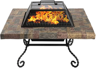 Centurion Supports Fireology MAPENZI Timeless Garden Fire Pit Brazier and Barbecue with Eco-Stone Finish